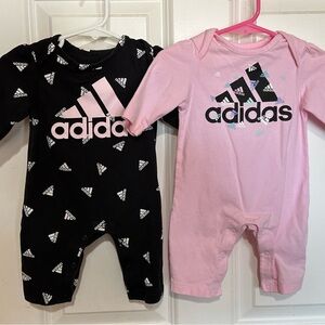 Adidas Kids One Piece Footies - Black and Pink